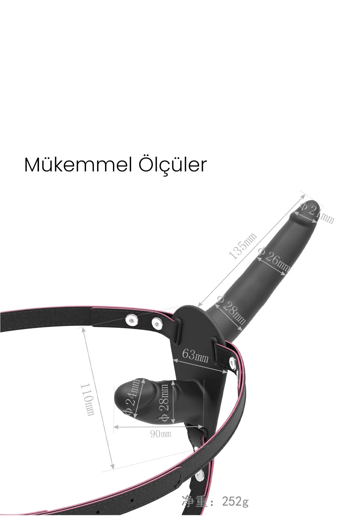 Erotikcim - Kadın Çiftler İçin Çift Yönlü Dildo Strapon Oyuncak - Double Zevk - Kara Sevda