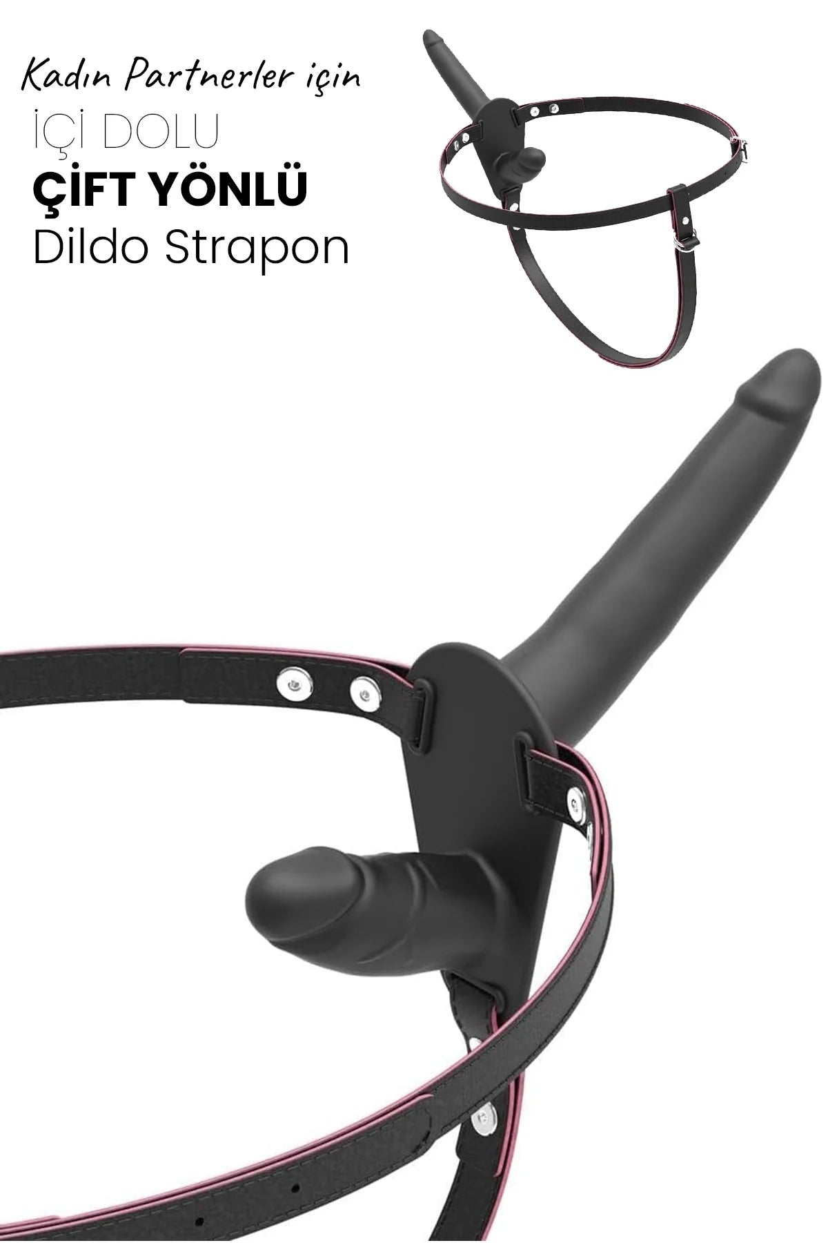 Erotikcim - Kadın Çiftler İçin Çift Yönlü Dildo Strapon Oyuncak - Double Zevk - Kara Sevda