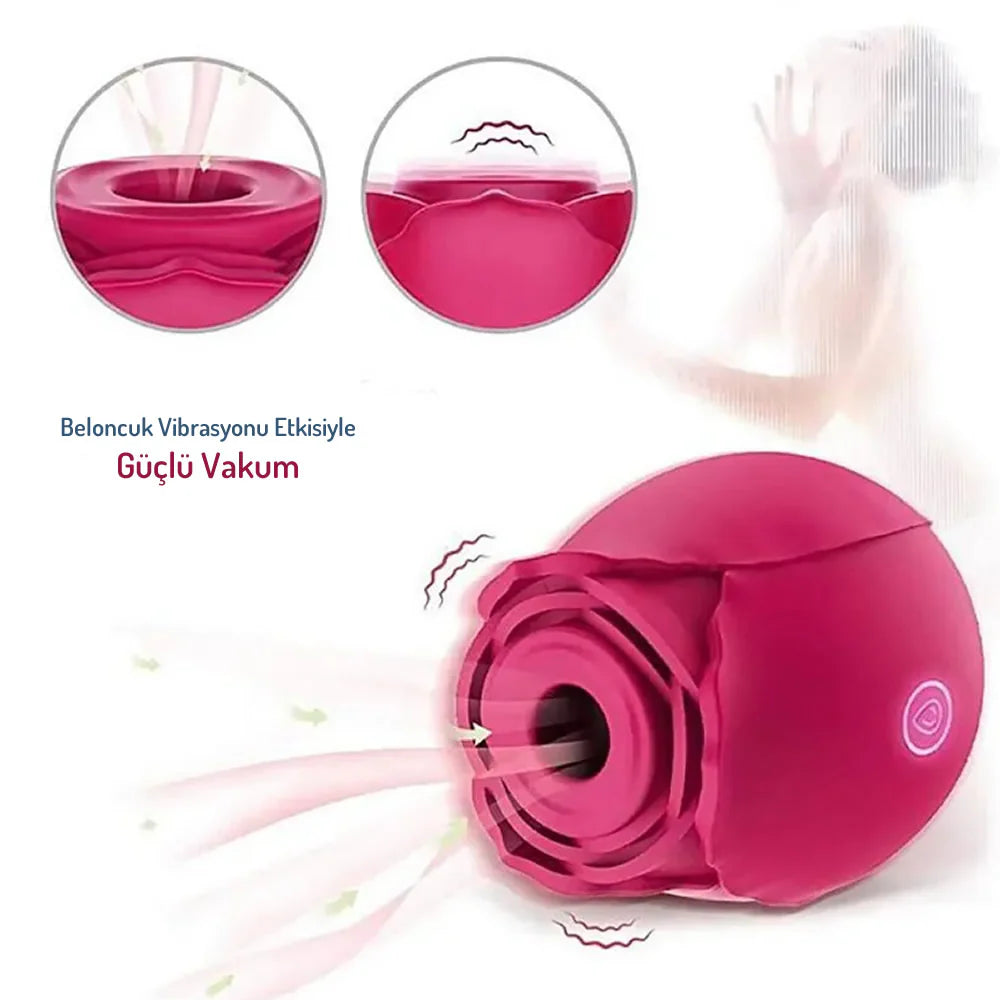 Erotikcim - Gül Vibratör, Klitoral Emme ve Titreşim - Şarjlı - Derin Haz