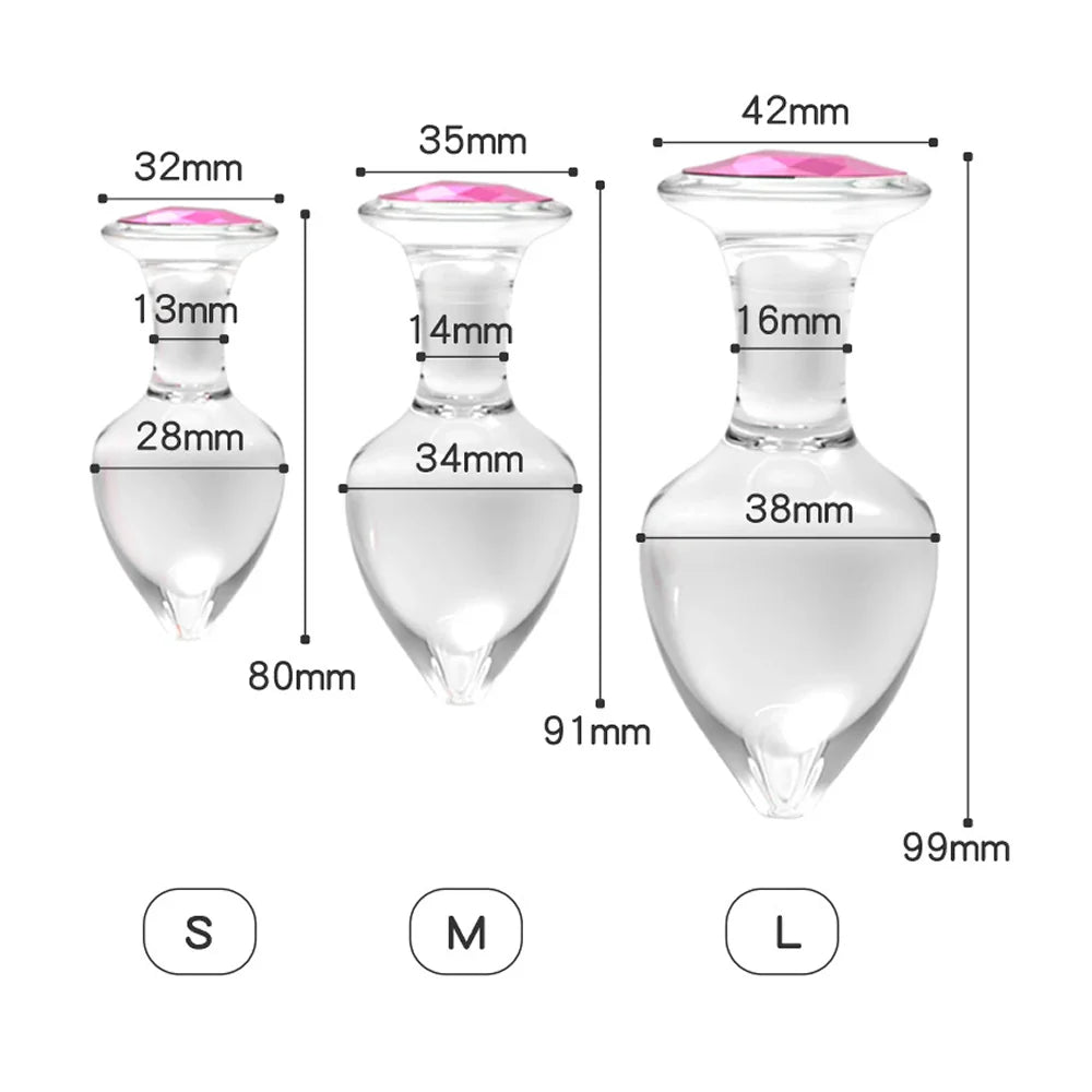 Erotikcim - Kristal Anal Plug Set - 3 Boy Cam Anal Tıkaç ve Kalem Vibratör Set - Anal Plug Set 4 Lü