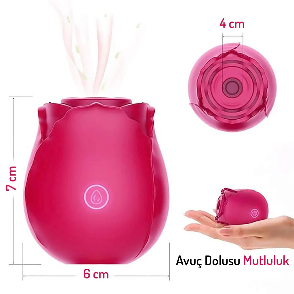 Erotikcim - Gül Vibratör, Klitoral Emme ve Titreşim - Şarjlı - Derin Haz