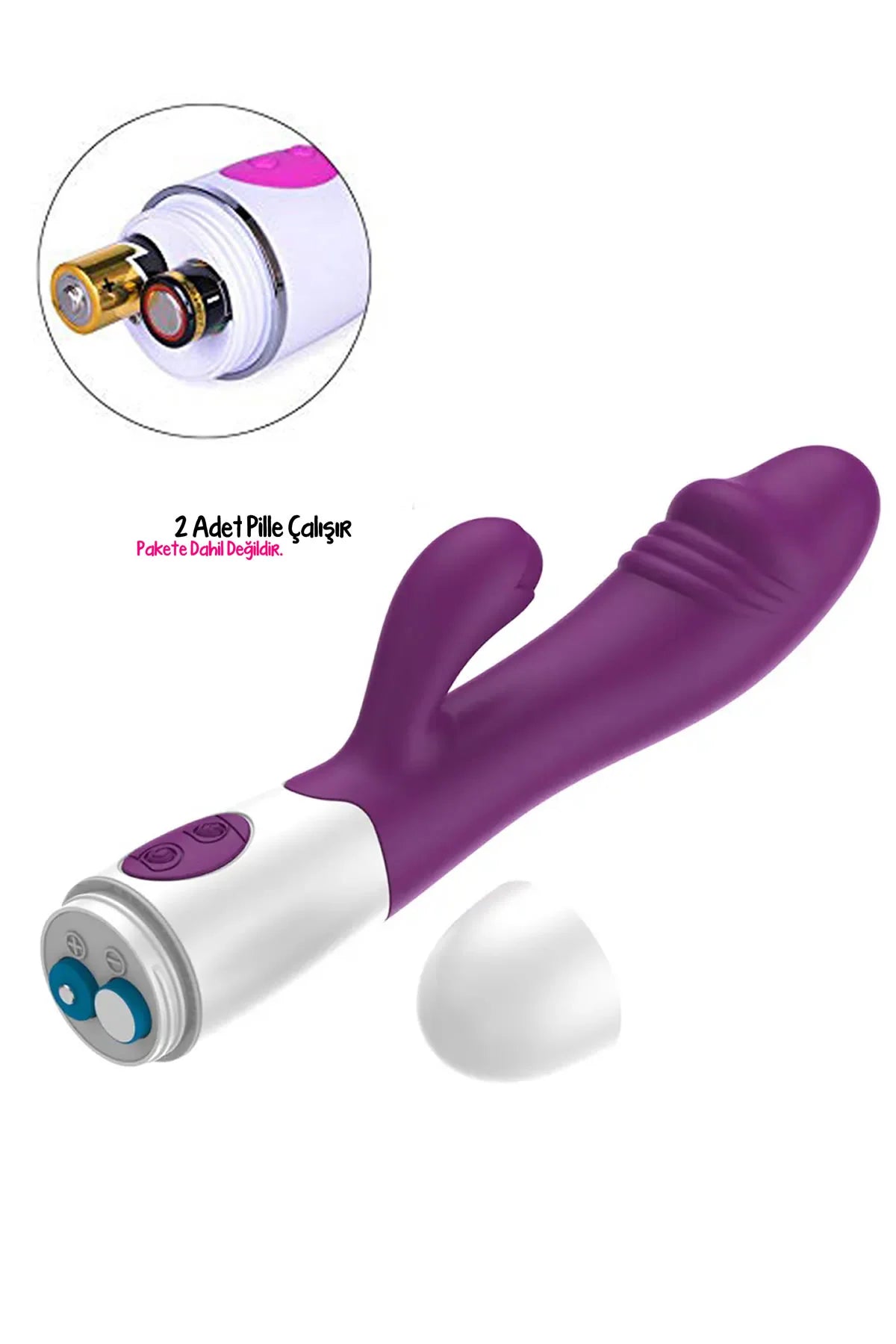 Erotikcim - Rabbit Vibratör Dildo - Çift İşlevli Titreşimli - Vajinal ve Anal Mastürbatör – Mor