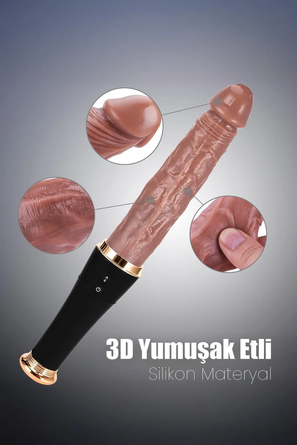 Erotikcim - Beyzbol Sopası Görünümlü Realistik Titreşimli İleri Geri Fonksiyonlu Vibratör Dildo - Gizli Görünüm