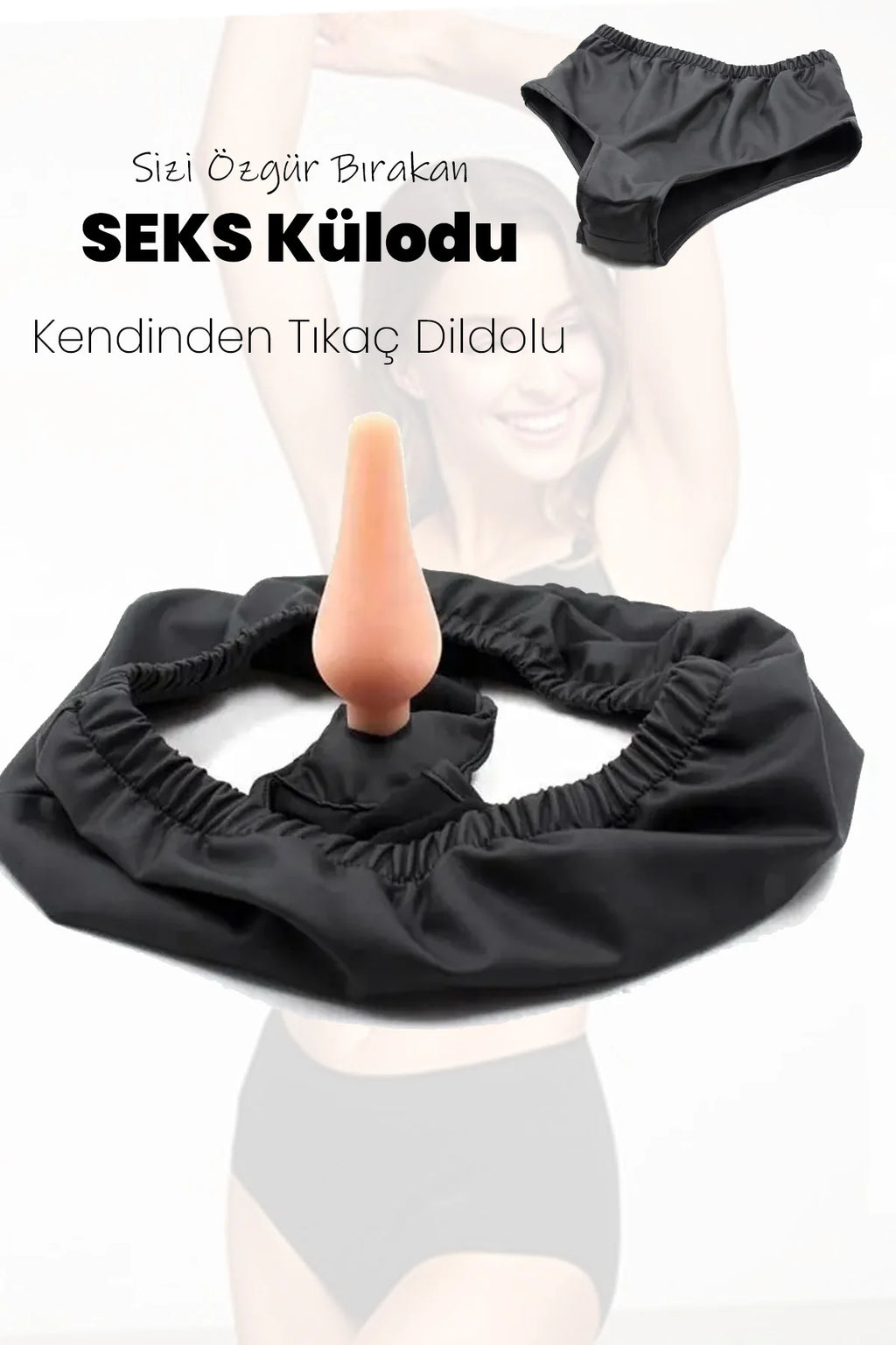 Erotikcim - Kendinden Anal Tıkaçlı İç Çamaşırı - Giyilebilir Anal Plug - Çamaşır Altında Anal Plug