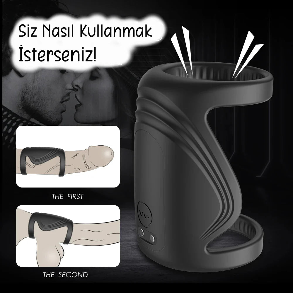 Erotikcim - Penis Vibratörü, Geçiktirici Etkili, Partnerli Kullanım - G Simülatör - Uzun Ereksiyon