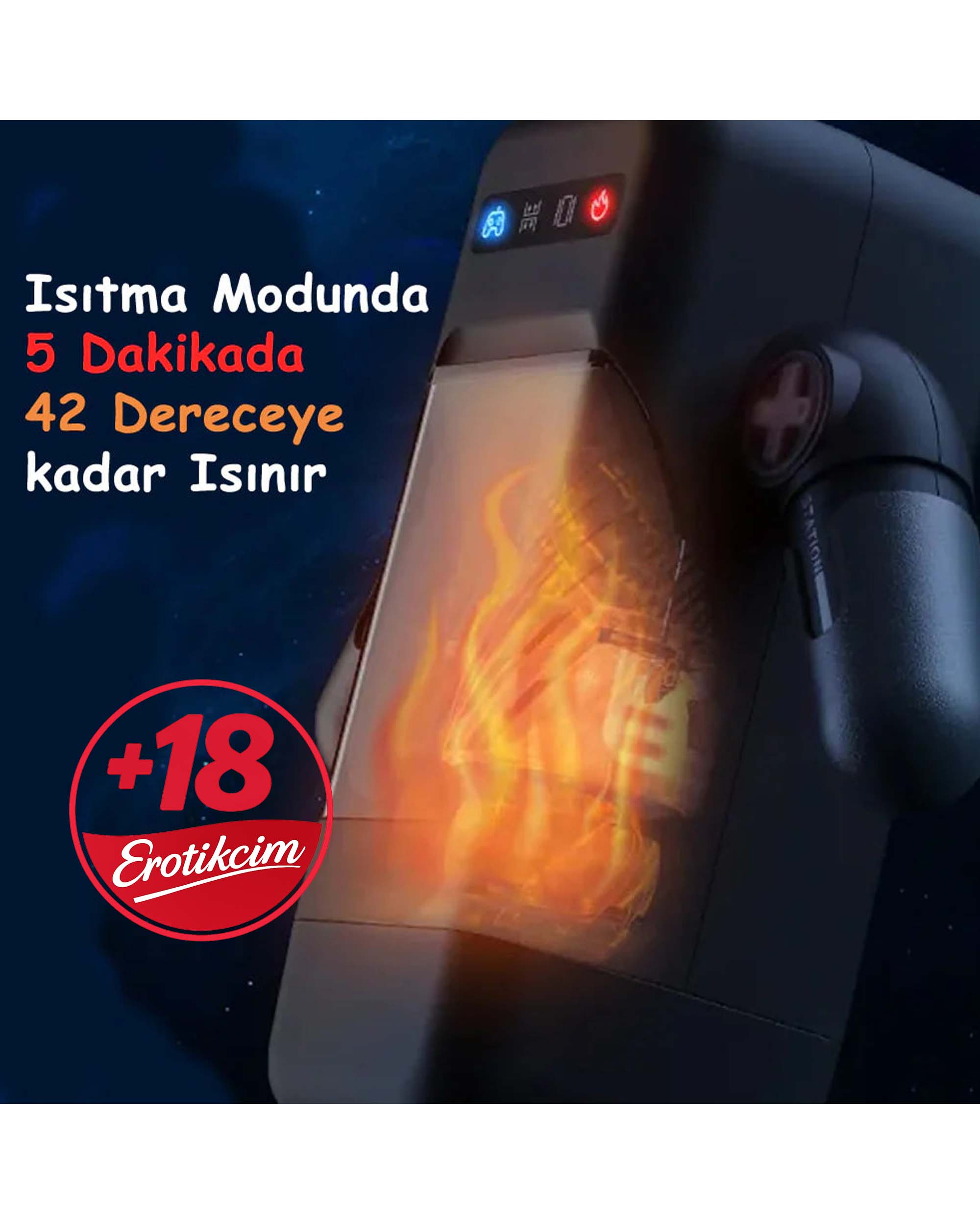 Erotikcim - Full Fonksiyon Telefon Tutuculu, Otomatik ileri Geri Hareket Fonksiyonlu, Isıtıcılı, Titreşimli Mastürbatör