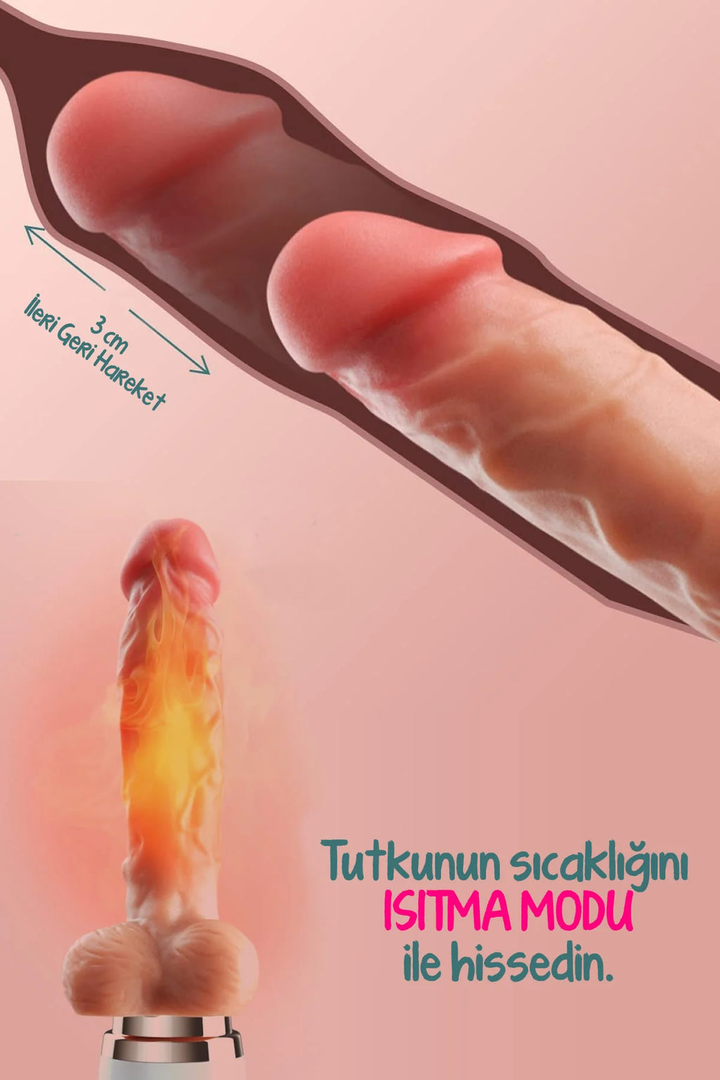 Erotikcim - Otomatik Vantuzlu Eller Serbest Dildo - İleri Geri Hareketli ve Titreşimli