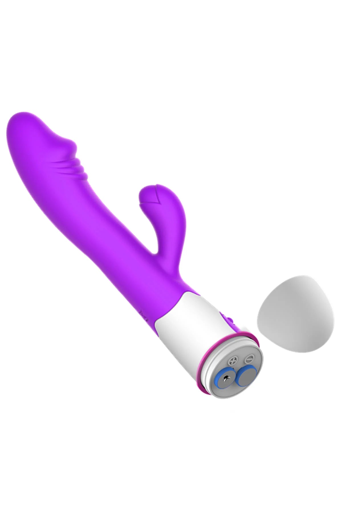 Erotikcim - Rabbit Vibratör Dildo - Çift İşlevli Titreşimli - Vajinal ve Anal Mastürbatör – Mor