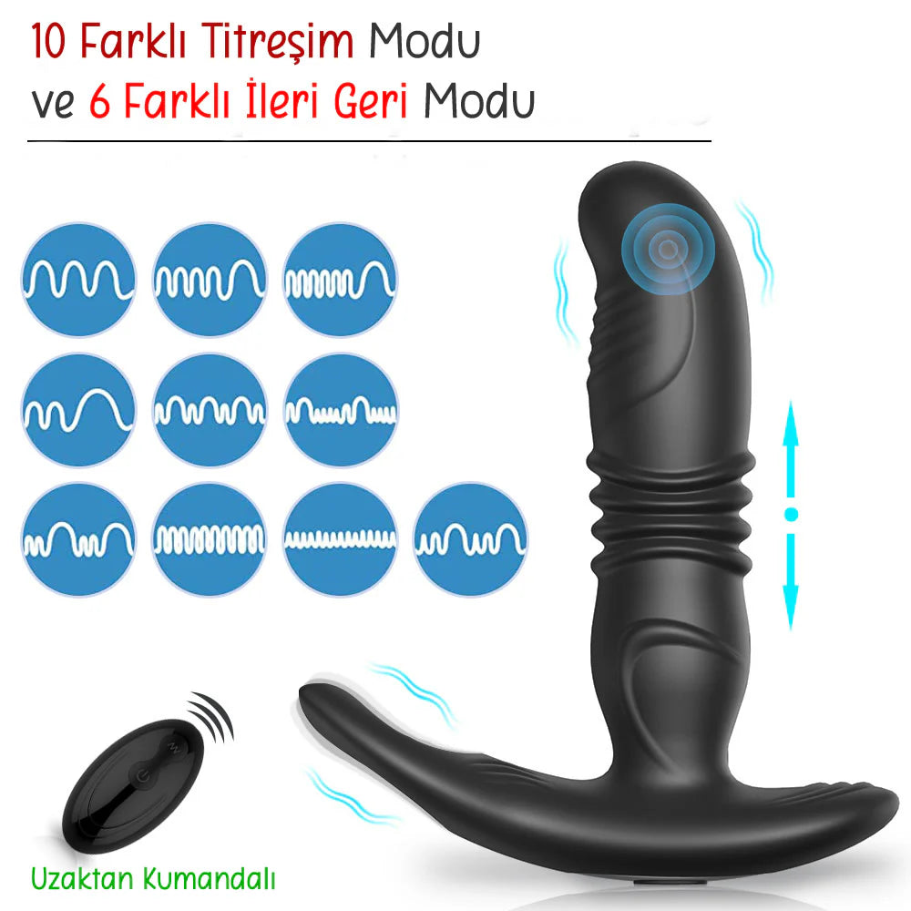 Erotikcim - Anal Tıkaç Full Fonksiyon, 6 İleri Geri Hareketli, 10 Titreşim Modu