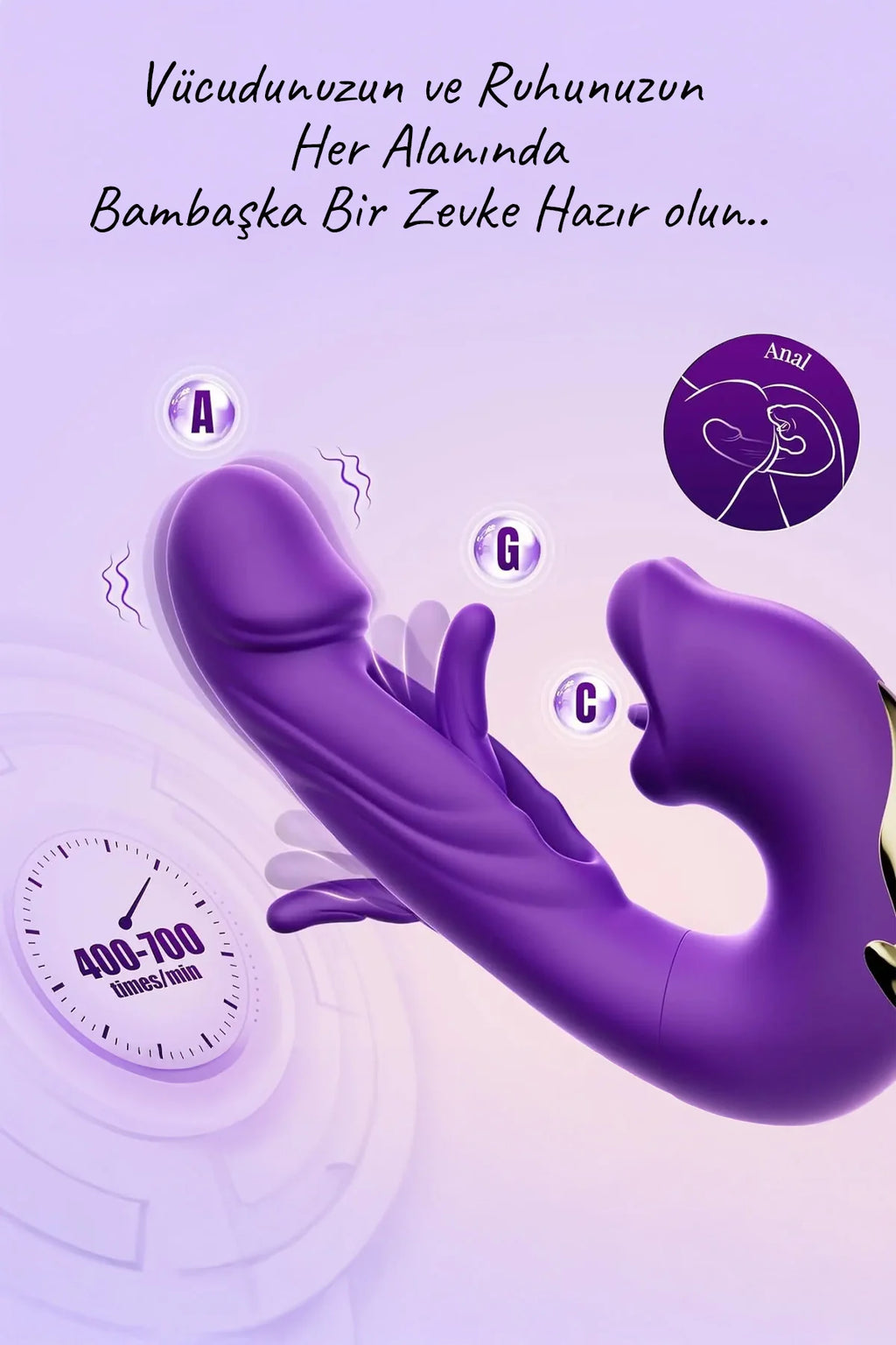 Erotikcim - Titreşimli, 3D Ağız Hareketli Emme ve Dil Çırpma Fonksiyonlu Soft Usta Vibratör