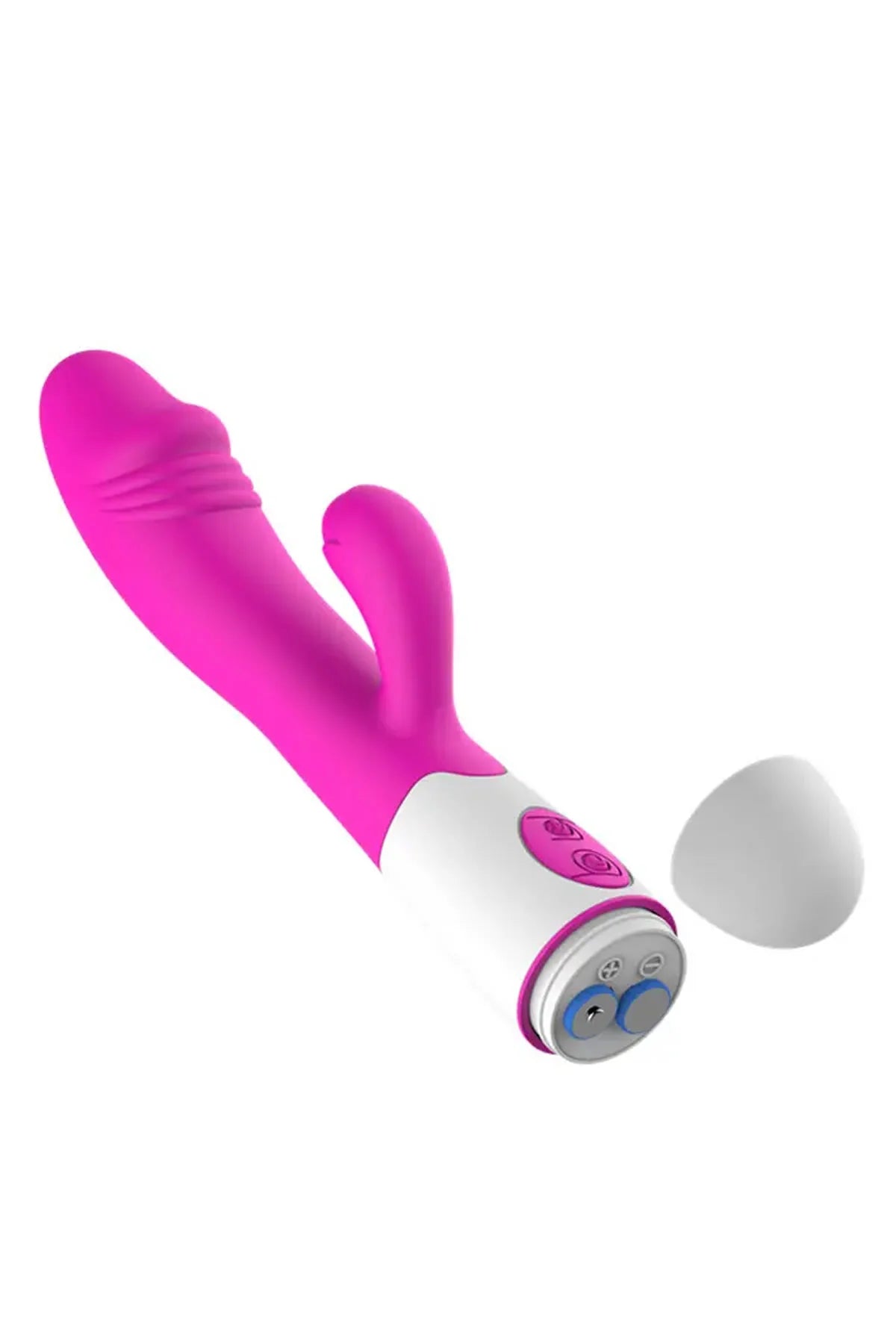 Erotikcim - Rabbit Vibratör Dildo - Çift İşlevli Titreşimli - Vajinal ve Anal Mastürbatör – Pembe