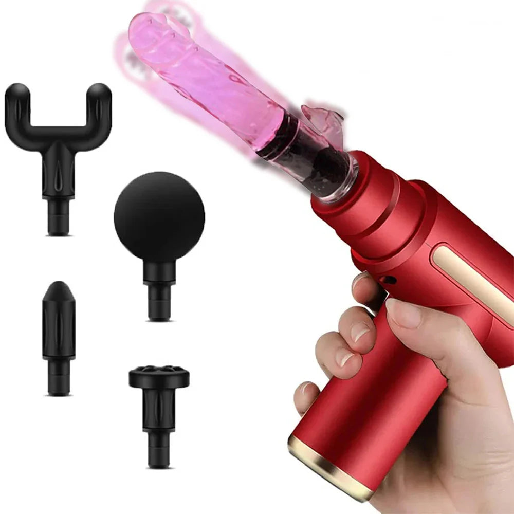 Erotikcim - Strong Vibratör Masaj - 5 Farklı Dildo Başlık + 4 Farklı Masaj Başlığı - 6 Titreşim - Hız Ayarlı - Bataryalı