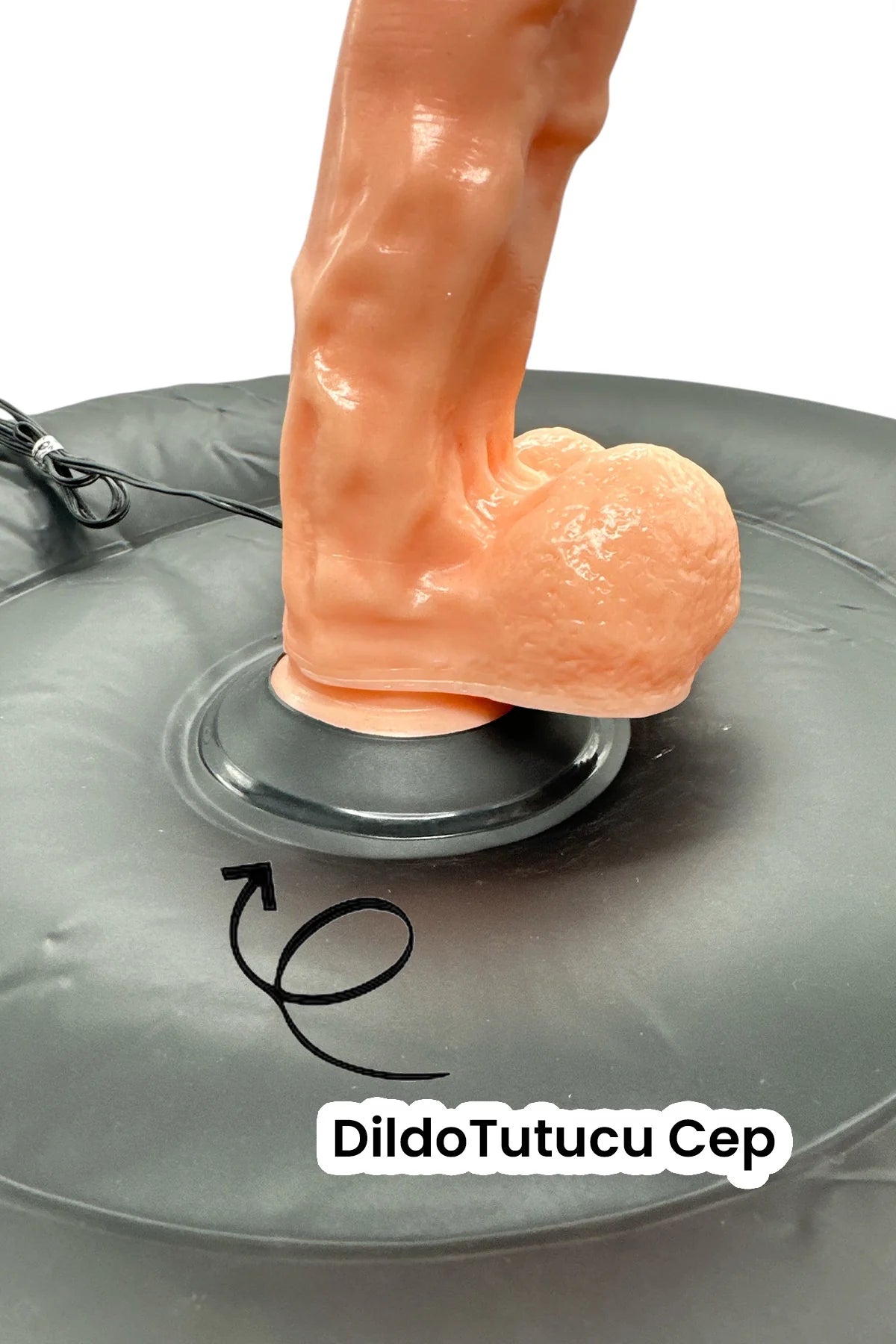 Erotikcim - Şişme Koltuklu Titreşimli Testisli Dildo - Şişme Koltuk ve Titreşimli Vibratör Dildo