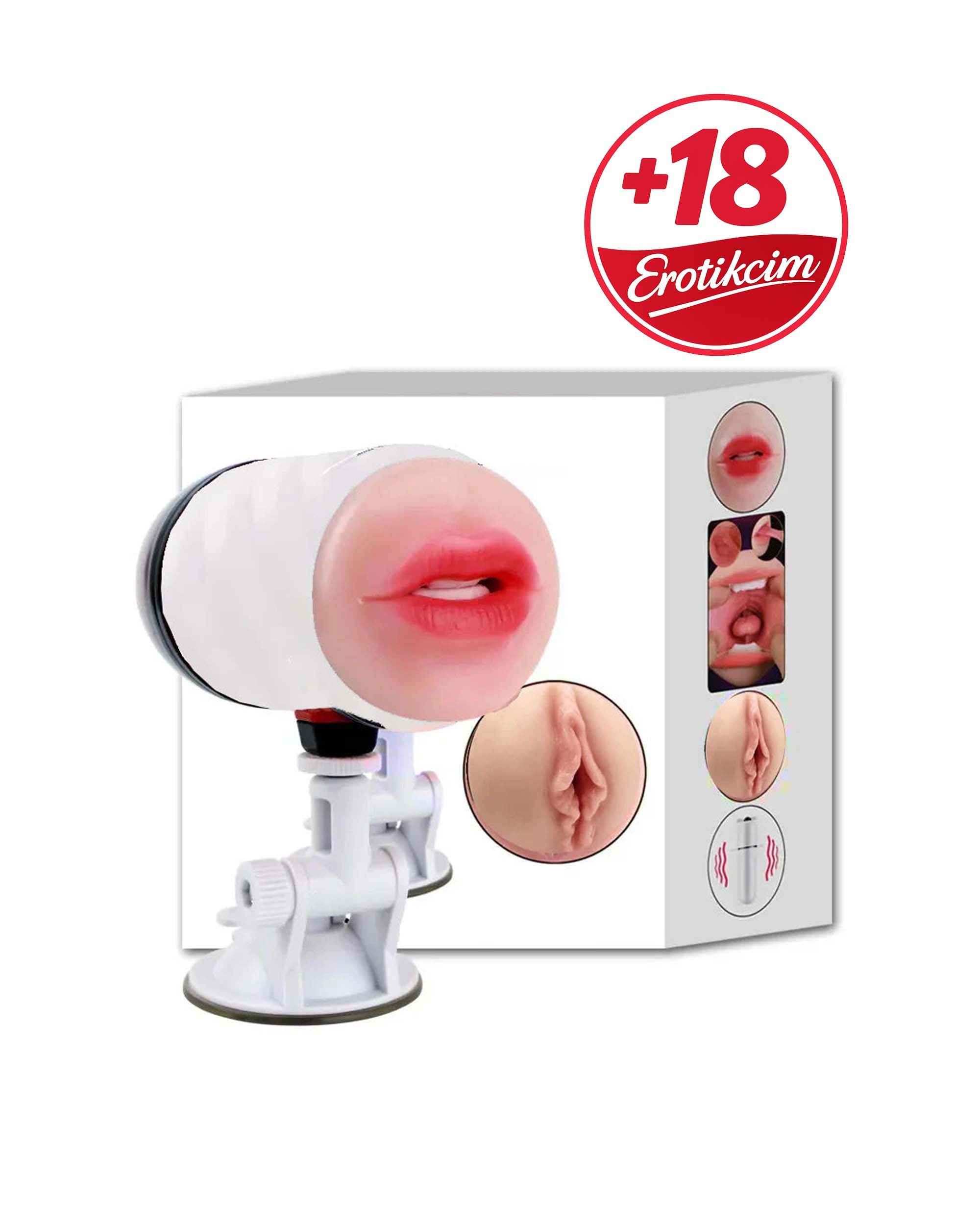 Erotikcim - Anal Oral Çift Fonksiyonlu Titreşimli Vantuzlu Mastürbatör - Double Zevk