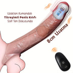 Erotikcim - Gerçek Doku - 7 Titreşim Modu - 22cm Uzunluk - 4cm Kalınlık – Uzaktan Kumandalı Penis Kılıfı