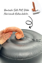 Erotikcim - Şişme Koltuklu Titreşimli Testisli Dildo - Şişme Koltuk ve Titreşimli Vibratör Dildo