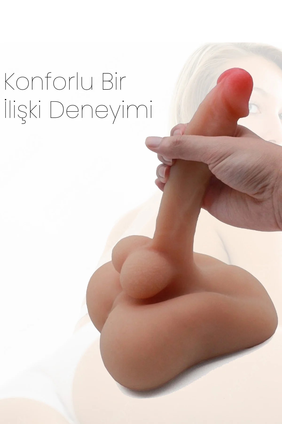 Erotikcim - Pratik Realistik Testisli Dildo - Güçlü İskelet yapı - İpeksi Dokunuş - Konforlu Kullanım - Beyaz Ten