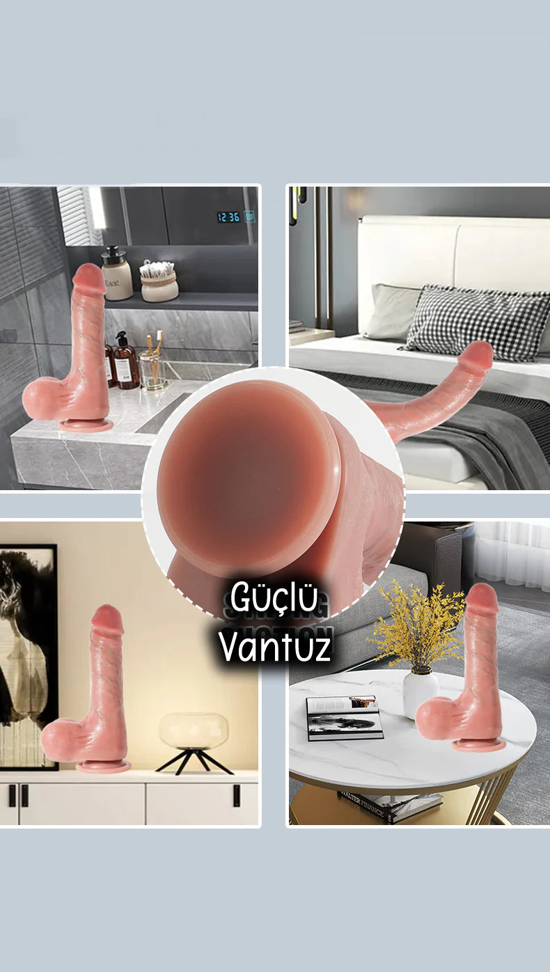 Erotikcim - Gerçek His - Funny Body - Realistik Dildo - 22cm Uzunluk - 4Cm Kalınlık - Güçlü Vantuz