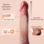 Erotikcim - Gerçek Doku - 7 Titreşim Modu - 22cm Uzunluk - 4cm Kalınlık – Uzaktan Kumandalı Penis Kılıfı