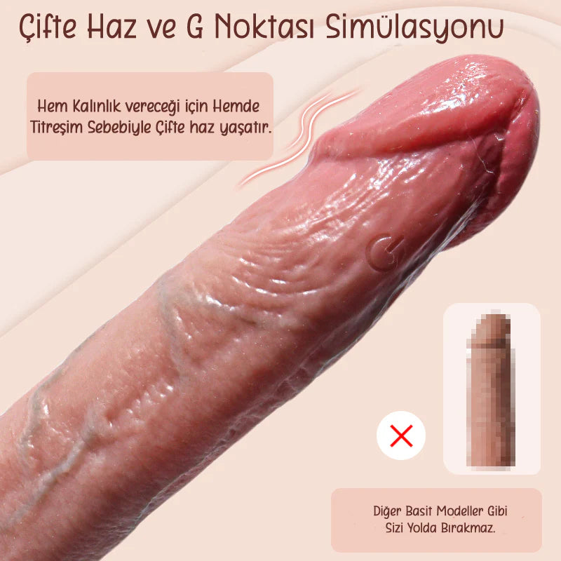 Erotikcim - Gerçek Doku - 7 Titreşim Modu - 22cm Uzunluk - 4cm Kalınlık – Uzaktan Kumandalı Penis Kılıfı