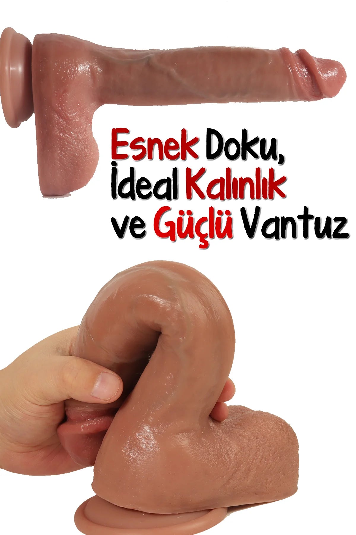 Erotikcim – Premium Realistik Dildo - Testis ve Vantuzlu - Big Boy - Kalın