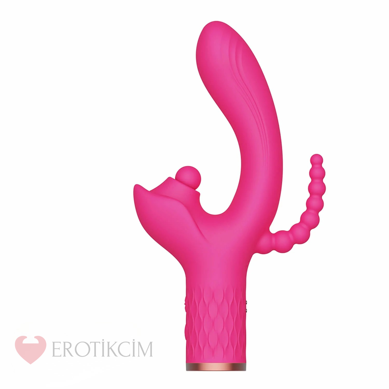 Erotikcim - 3'ü 1 Arada Doyumsuz Premium Vibratör – Titreşim ve Yalama - Pembe
