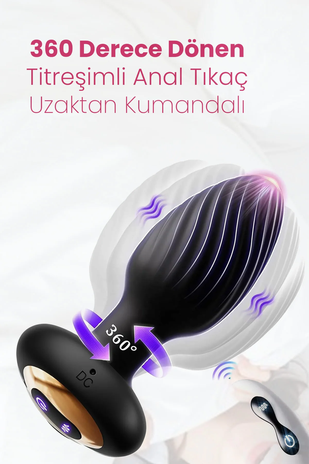 Erotikcim - 360 Derece Dönen Titreşimli Uzaktan Kumandalı Anal Plug - Dönen Titreşimli Anal Tıkaç