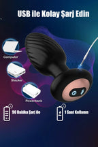 Erotikcim - 360 Derece Dönen Titreşimli Uzaktan Kumandalı Anal Plug - Dönen Titreşimli Anal Tıkaç