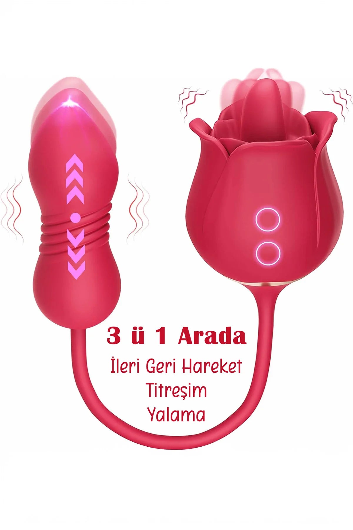 Erotikcim - Sonsuz Zevk Gül Vibratör – İleri Geri Hareket, Titreşim ve Yalama