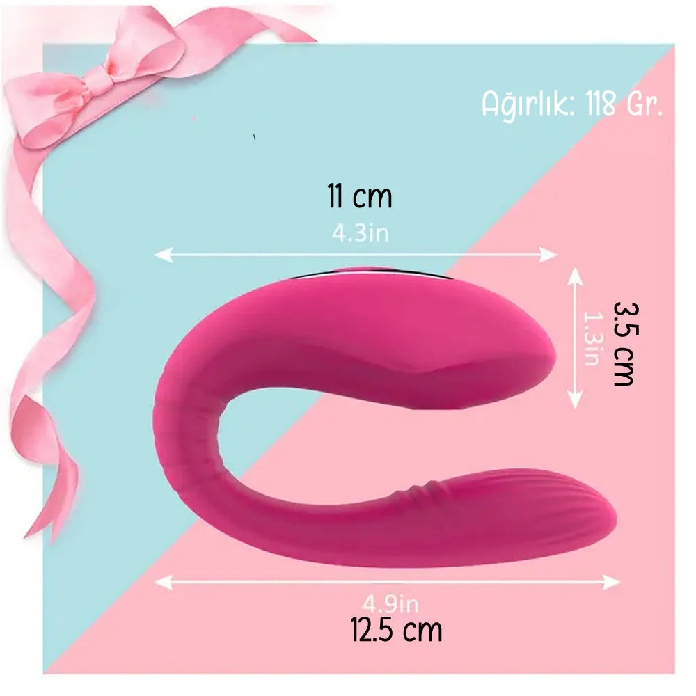 Erotikcim - Ergonomik Çift Haz - Anal ve Vajinal Vibratör - Klitoris Uyarıcılı - Kumandalı