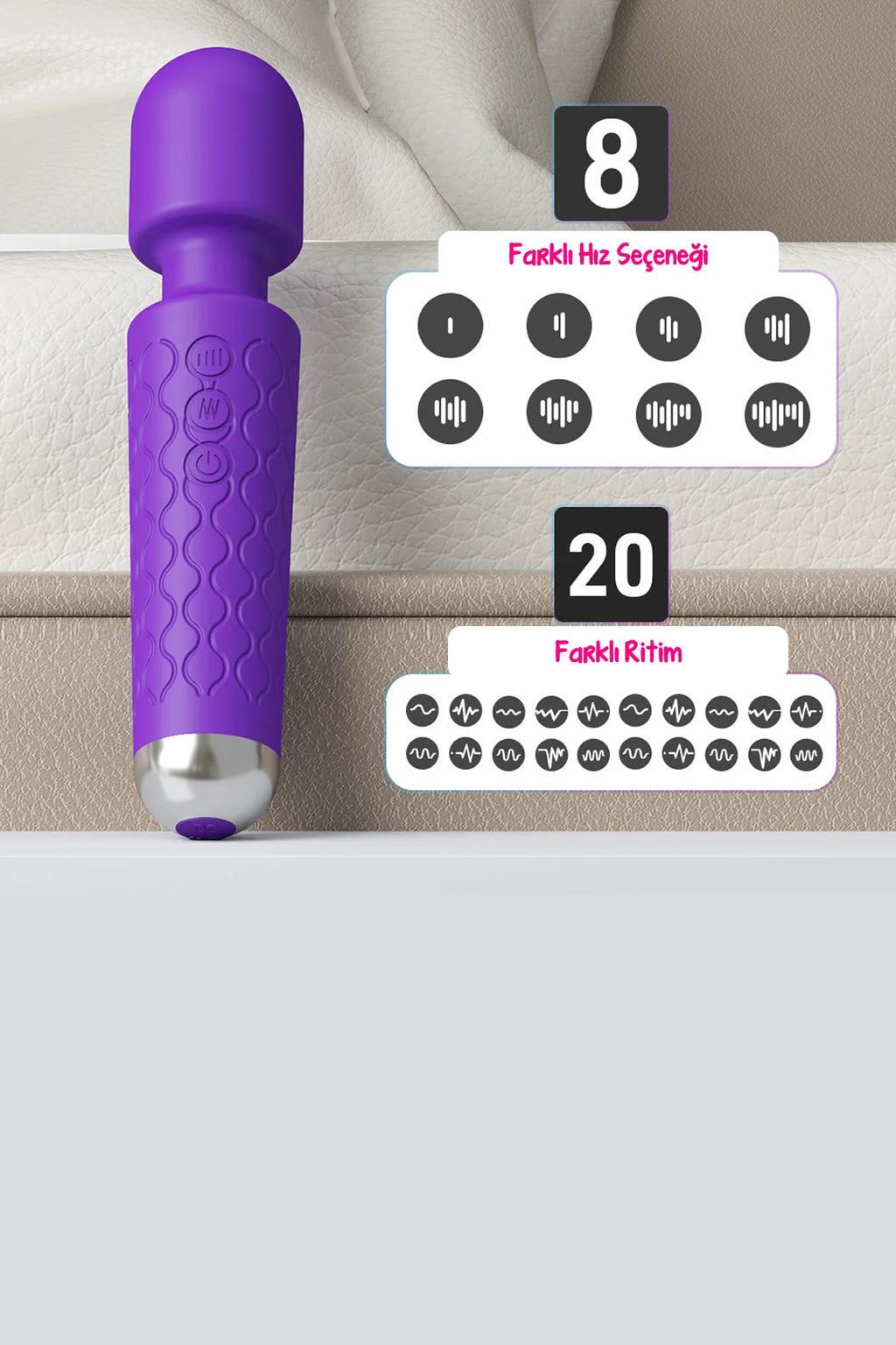 Erotikcim - 20 Titreşim 10 Mod Vibratör Masaj - Klitoris Simülatörlü - Şarjlı – Mor