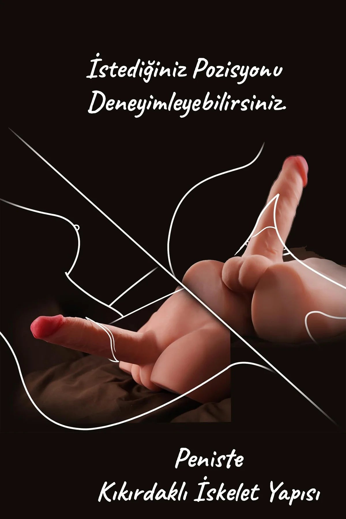 Erotikcim - Unisex Yakışıklı Melez Dildo - Kalça, Anüs ve Testisli - Realistik Kalçalı Dildo - Kıkırdak İskeletli 18,5cm * 4.3cm