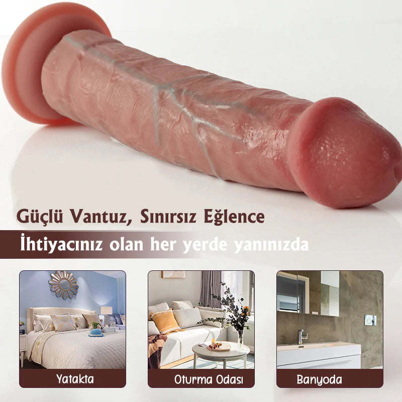 Erotikcim - Realistik Dildo 22cm Uzunluk - 4.5cm Kalınlık - Testissiz - Güçlü Vantuz