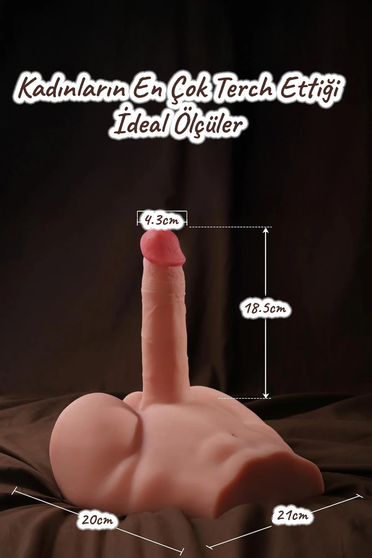 Erotikcim - Unisex Yakışıklı Melez Dildo - Kalça, Anüs ve Testisli - Realistik Kalçalı Dildo - Kıkırdak İskeletli 18,5cm * 4.3cm