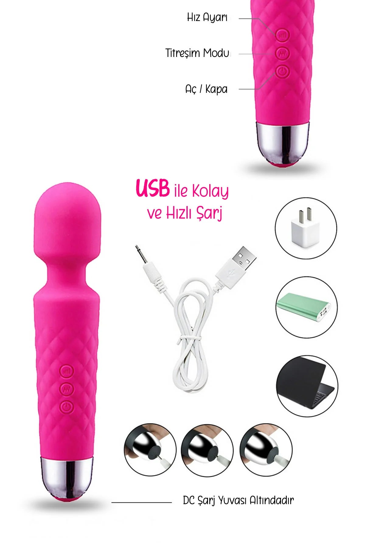 Erotikcim - 20 Titreşim 10 Mod Vibratör Masaj - Klitoris Simülatörlü - Şarjlı – Pembe