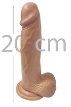 Erotikcim - 20cm Realistik Gerçek Doku Yapay Penis - Dildo - Haz Verici - Testisli Vantuzlu - Bronz