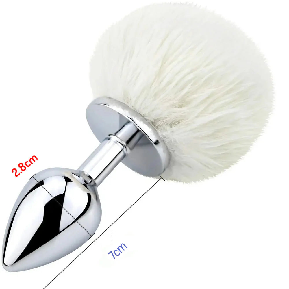 Erotikcim - Ponpon Anal Plug - 28mm - 7cm - Beyaz