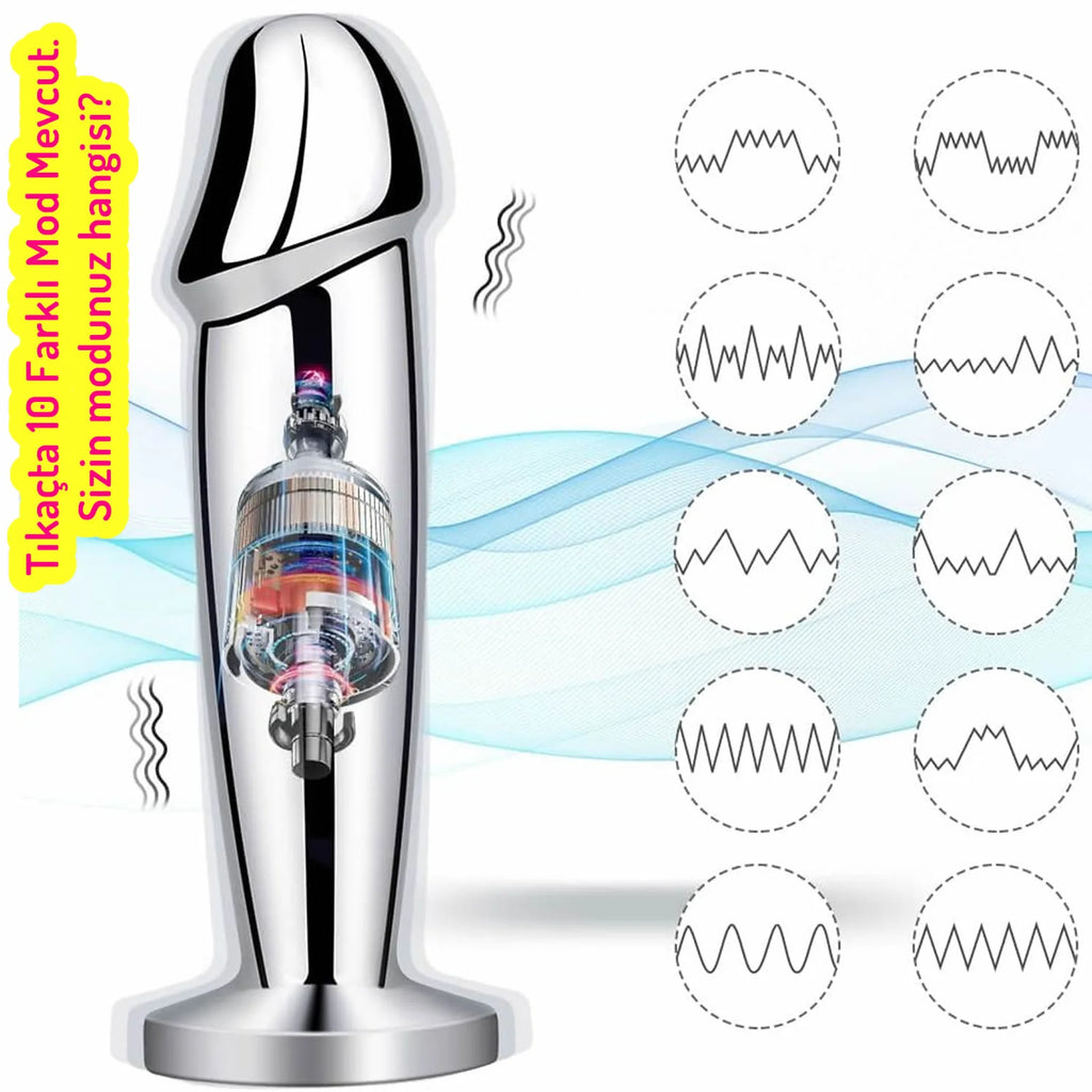 Erotikcim – Sensuella Metal Penis Titreşimli Anal Plug – Uzun Tıkaç