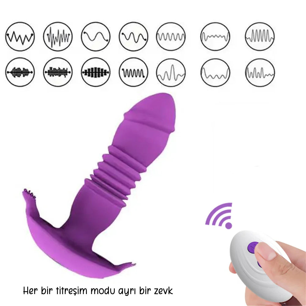 Erotikcim - Telefondan Kontrol Vajina ve Anal Vibratör - İleri Geri + Titreşim - İç Çamaşırı Vibratörü - Mor