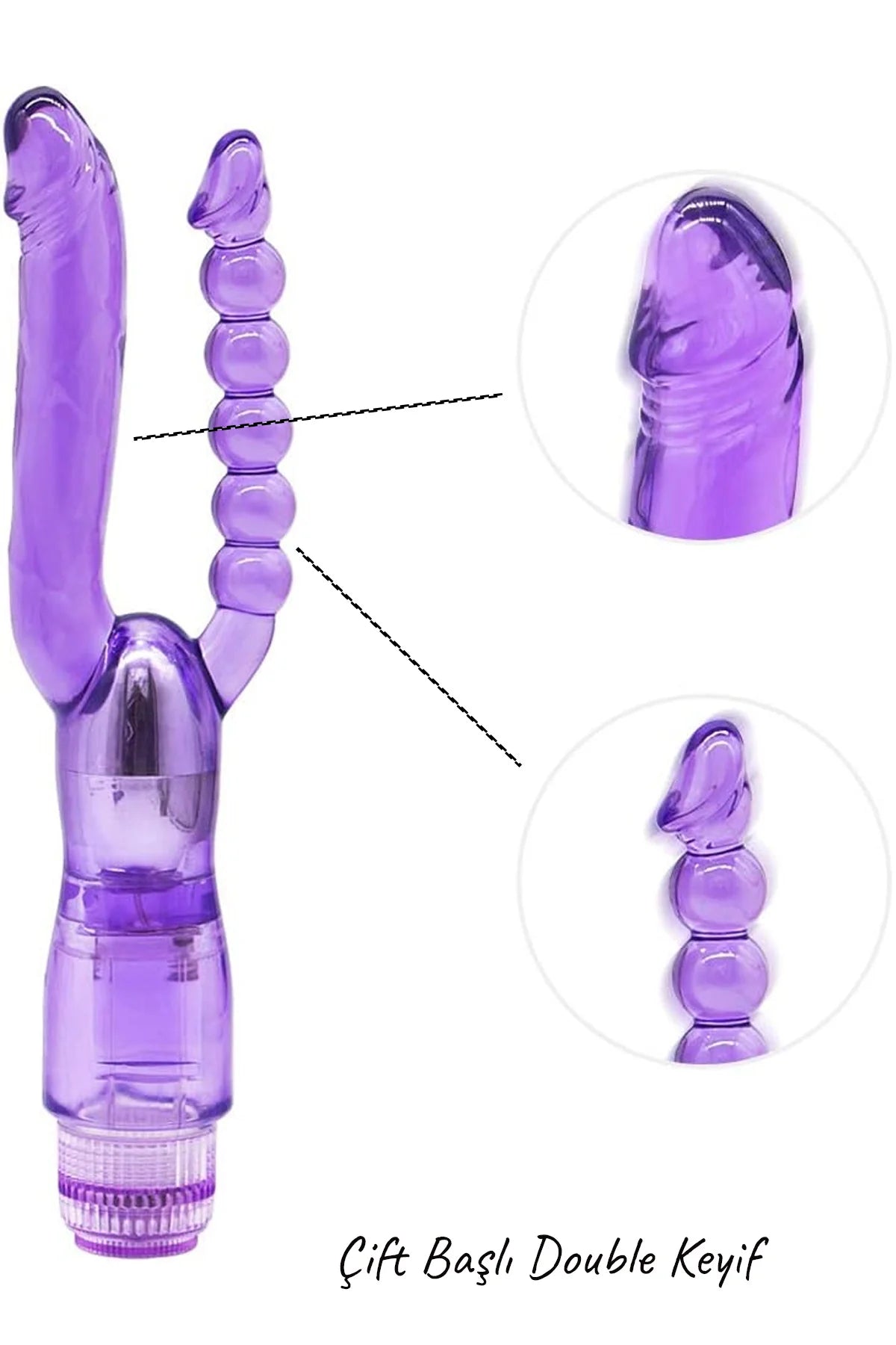 Erotikcim - Çift Başlı Titreşimli Silikon Dildo - Pilli - Double Zevk
