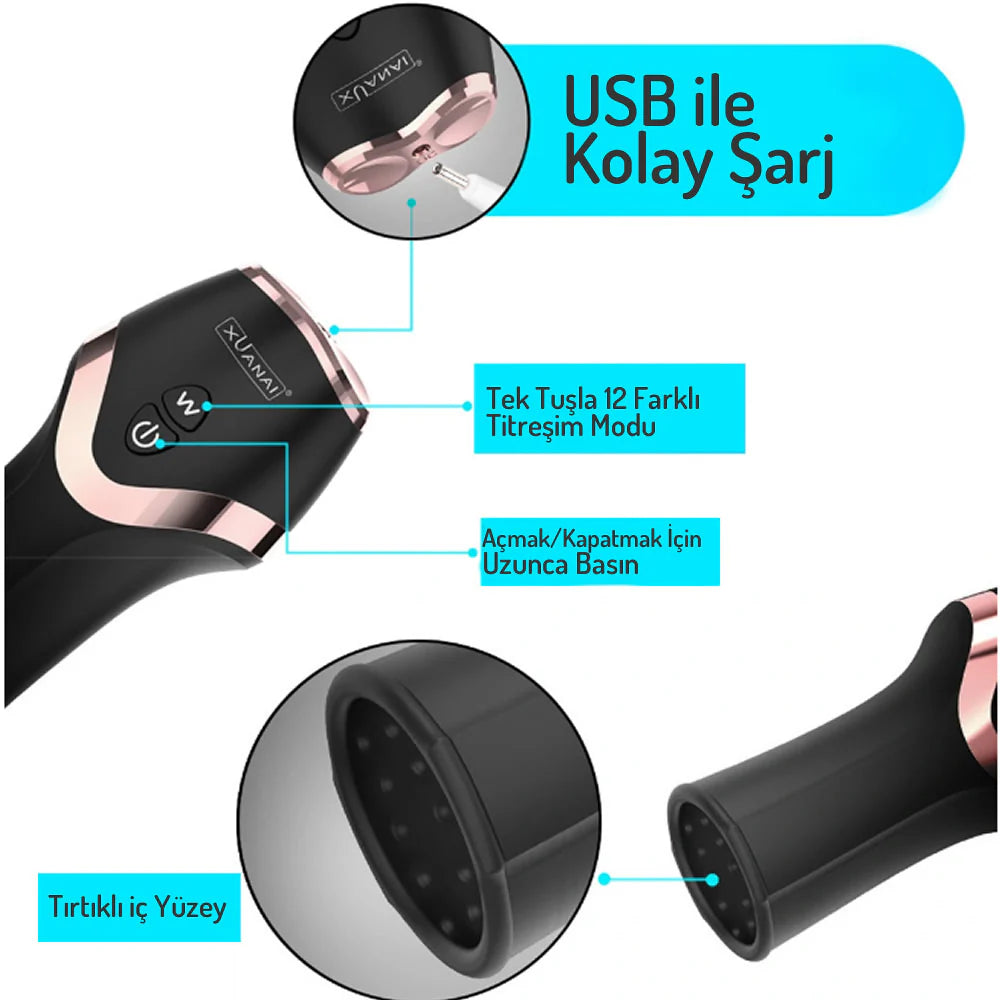 Erotikcim - Hızlı Ereksiyon ve Geciktirici Penis Egzersizi - Güçlü Titreşim Modları - Muhteşem Zevk - Şarjlı