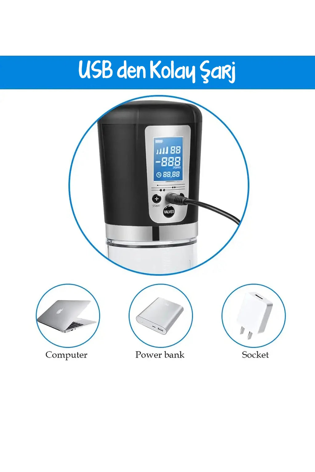 Erotikcim - Tam Otomatik Süper Vakum Penis Pompası - Şarjlı - Ayarlanabilir Emiş Gücü