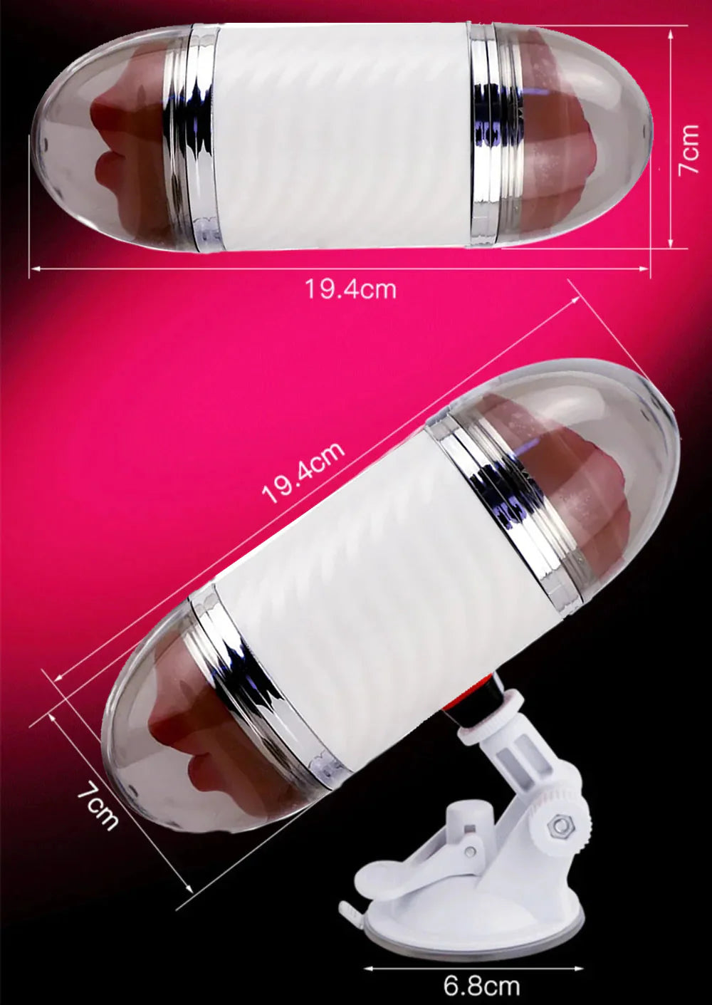 Erotikcim - Anal Oral Çift Fonksiyonlu Titreşimli Vantuzlu Mastürbatör - Double Zevk