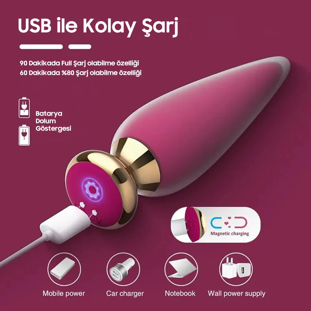 Erotikcim - Uzaktan Kumandalı Güçlü Haz Verici - Sessiz Anal Tıkaç - Anal Plug 35mm