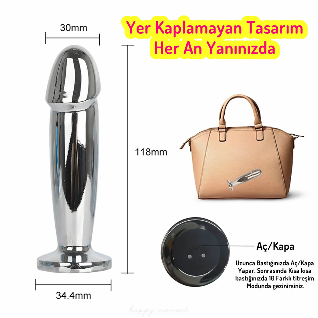 Erotikcim – Sensuella Metal Penis Titreşimli Anal Plug – Uzun Tıkaç