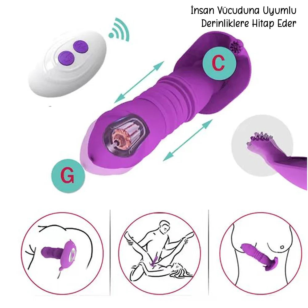 Erotikcim - Telefondan Kontrol Vajina ve Anal Vibratör - İleri Geri + Titreşim - İç Çamaşırı Vibratörü - Mor