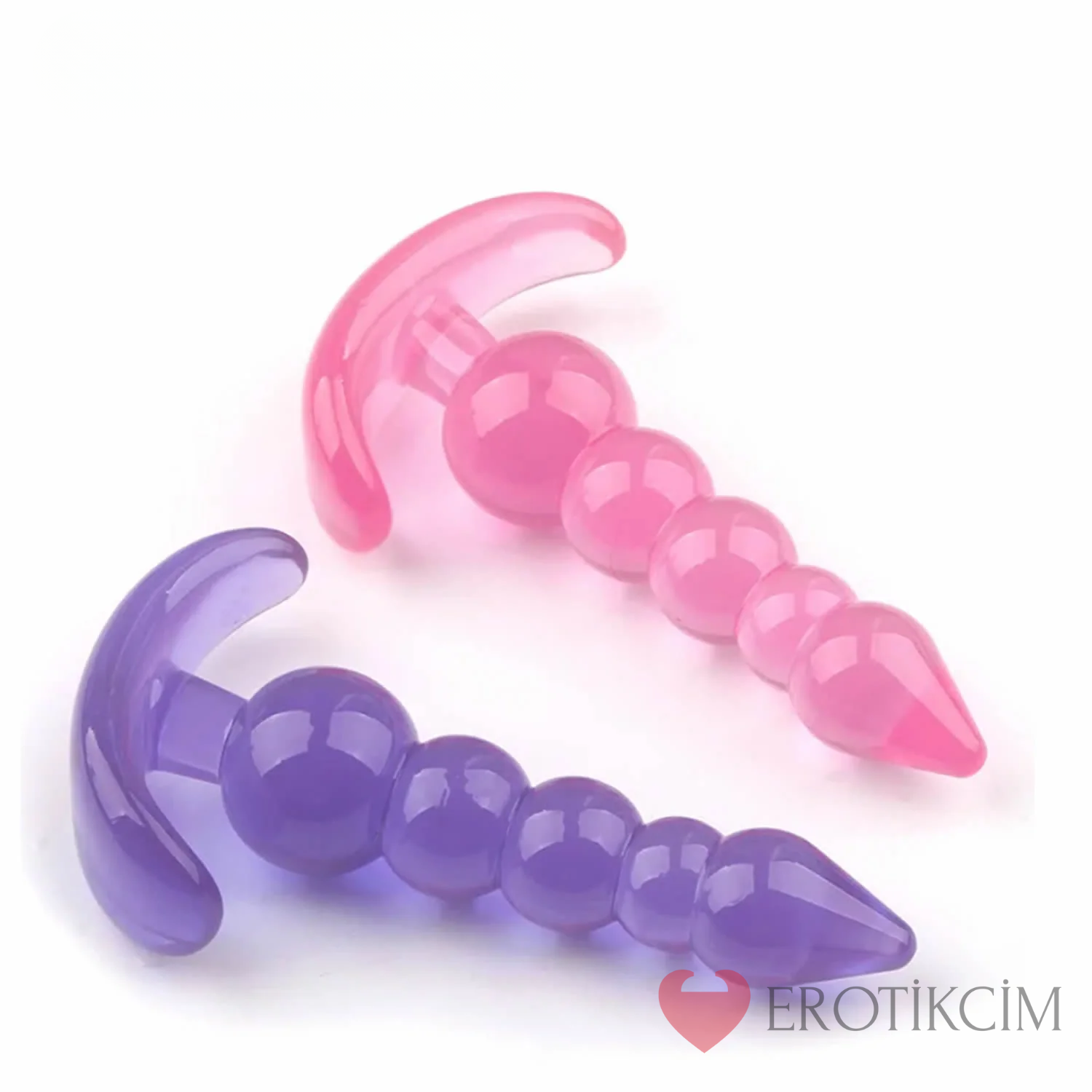 Erotikcim Süper Soft Boğumlu Anal ve Vajinal Boğumlu Tıkaç - Mor