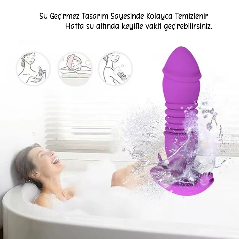 Erotikcim - Telefondan Kontrol Vajina ve Anal Vibratör - İleri Geri + Titreşim - İç Çamaşırı Vibratörü - Mor