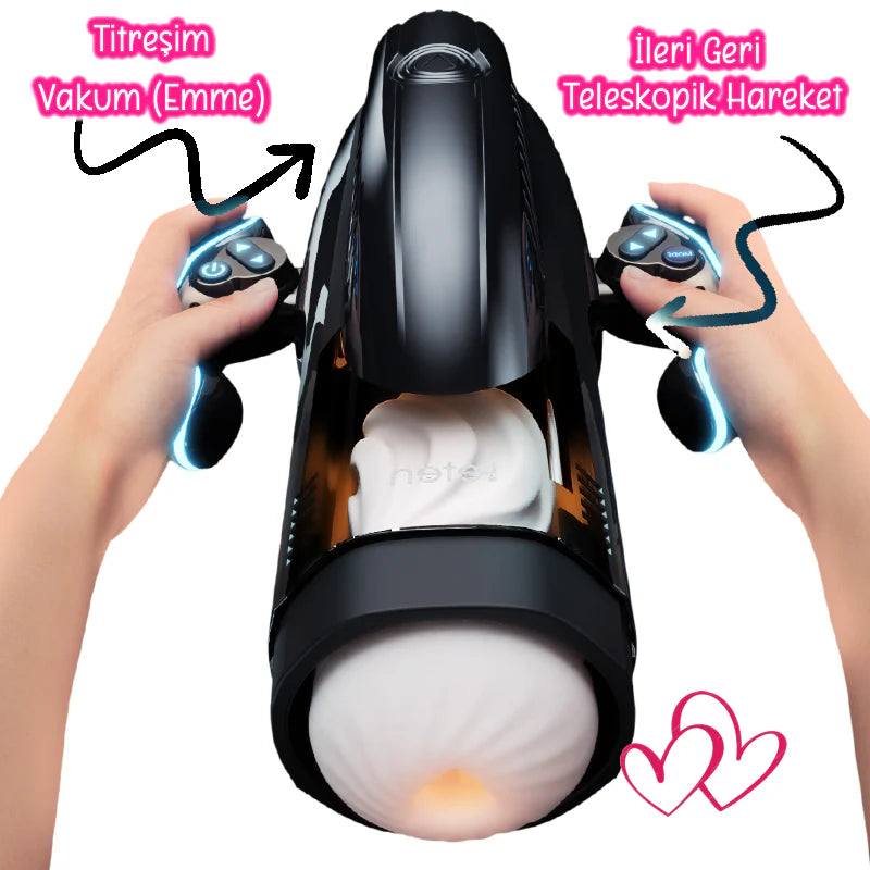 Erotikcim - Efsane Masturbatör - İleri Geri Teleskopik Hareket - Titreşim Modları - 42 Derece Sıcaklık - Oyun Konsollu - Kolay Kontrol - Maksimum Zevk