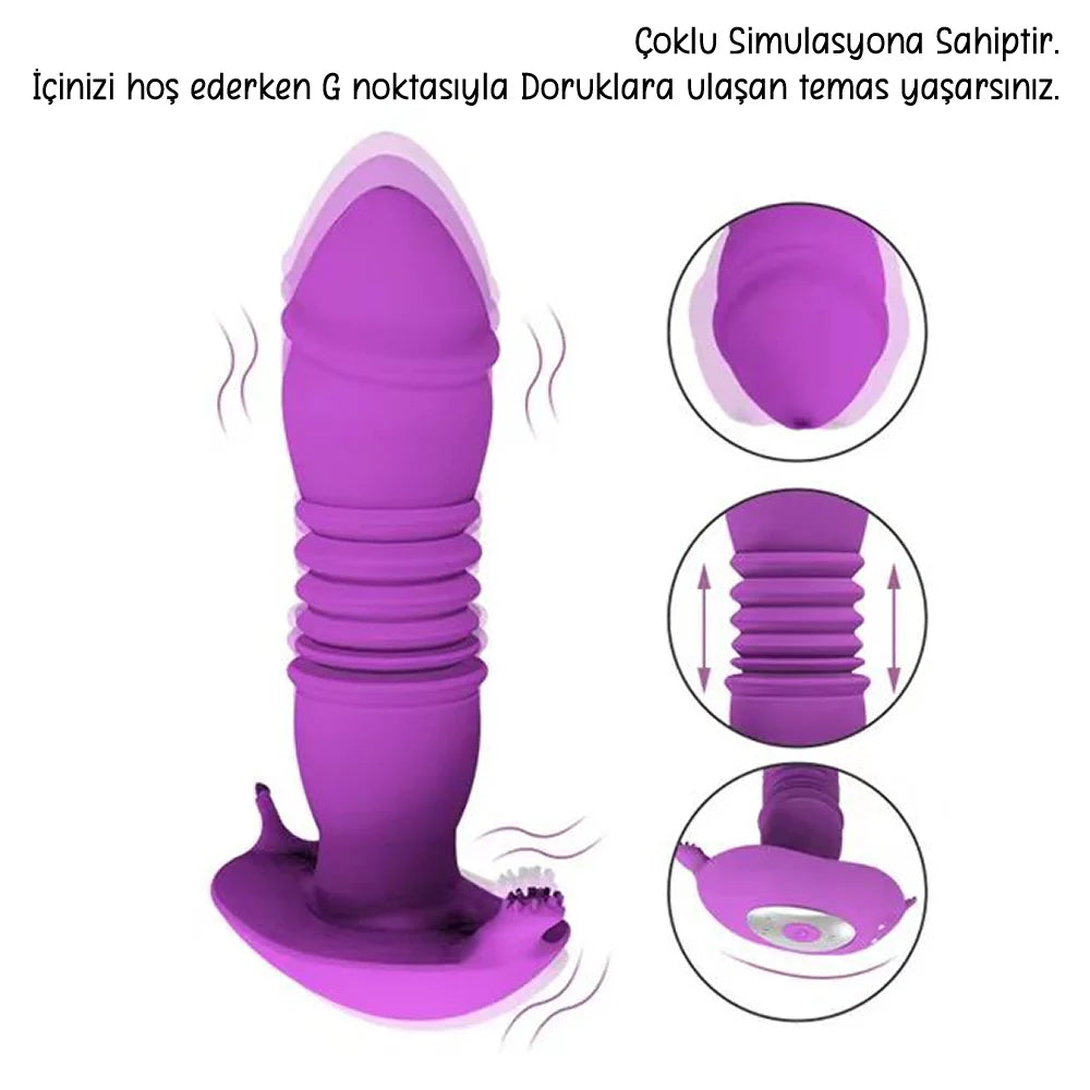 Erotikcim - Telefondan Kontrol Vajina ve Anal Vibratör - İleri Geri + Titreşim - İç Çamaşırı Vibratörü - Mor